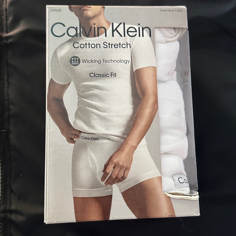 New Calvin Klein Cotton Stretch Crew Neck T-Shirt - White